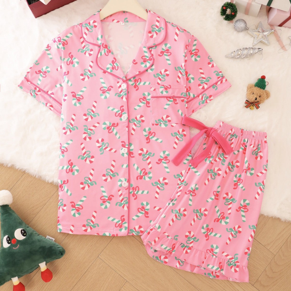 Womens Christmas Plaid Pajama Set
