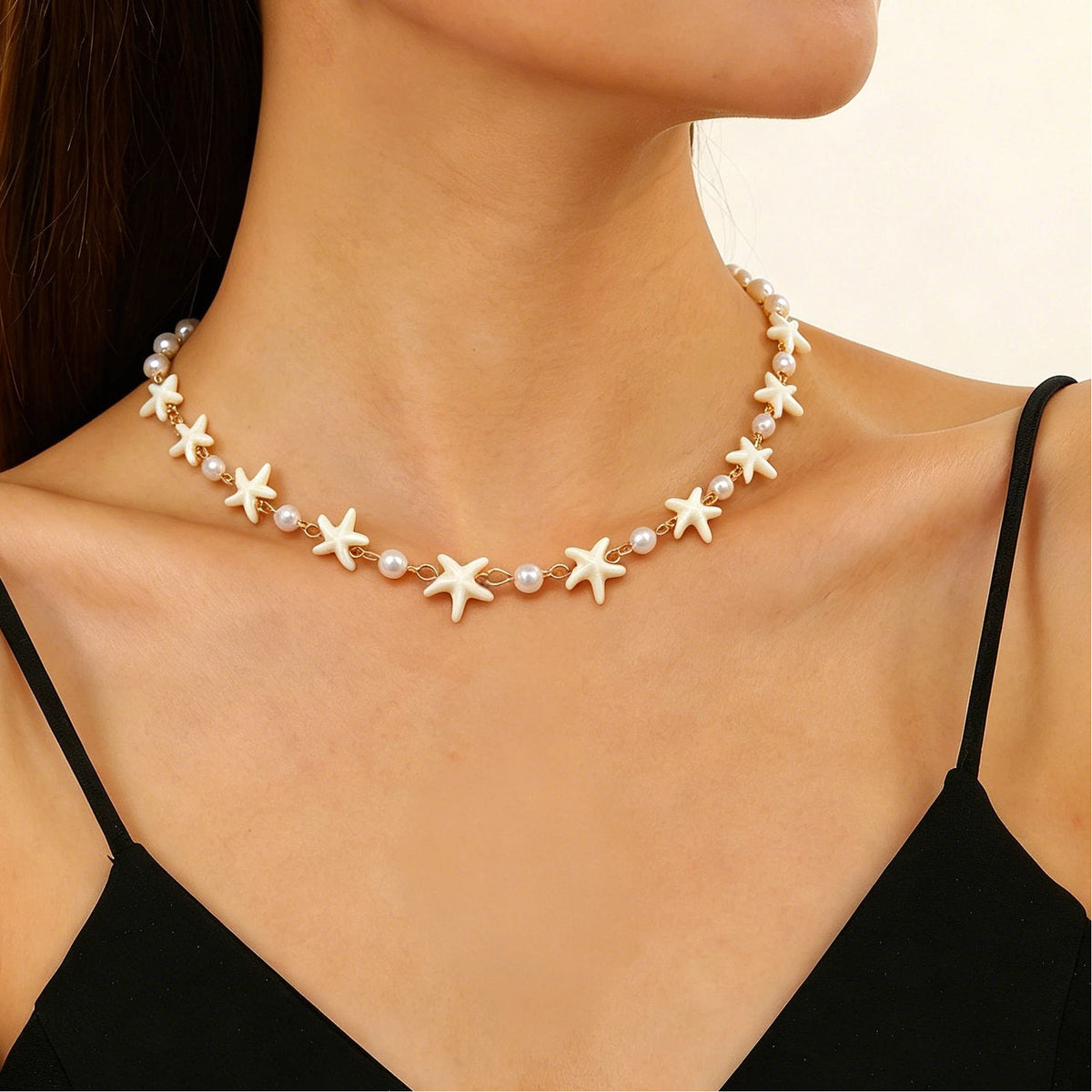 Layered Shell Pearl Starfish Pendant Bohemian Necklace
