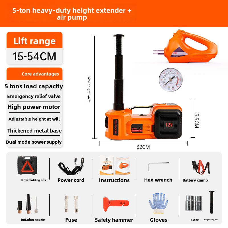 12V Electric Hydraulic Jack with Wrench and Air Pump for Cars