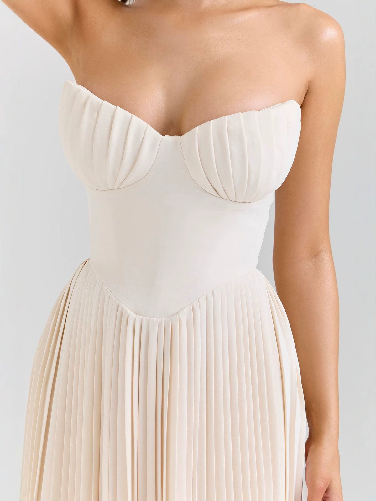 Off-Shoulder Backless Ruched High-Waist Long Dress