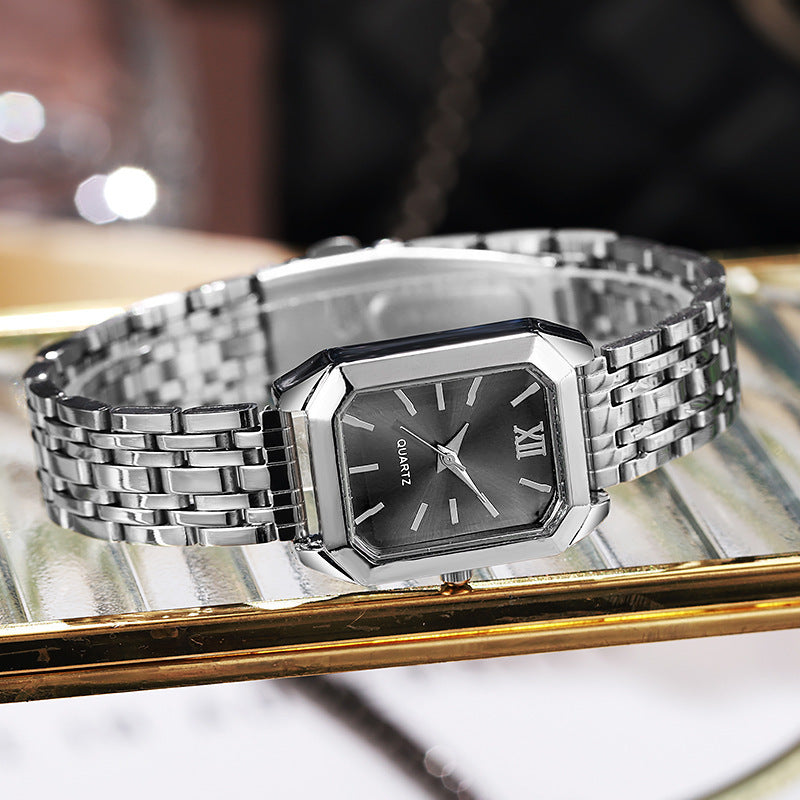 Women Fashion Square Quartz Wristwatch Stainless Steel Band Light Luxury