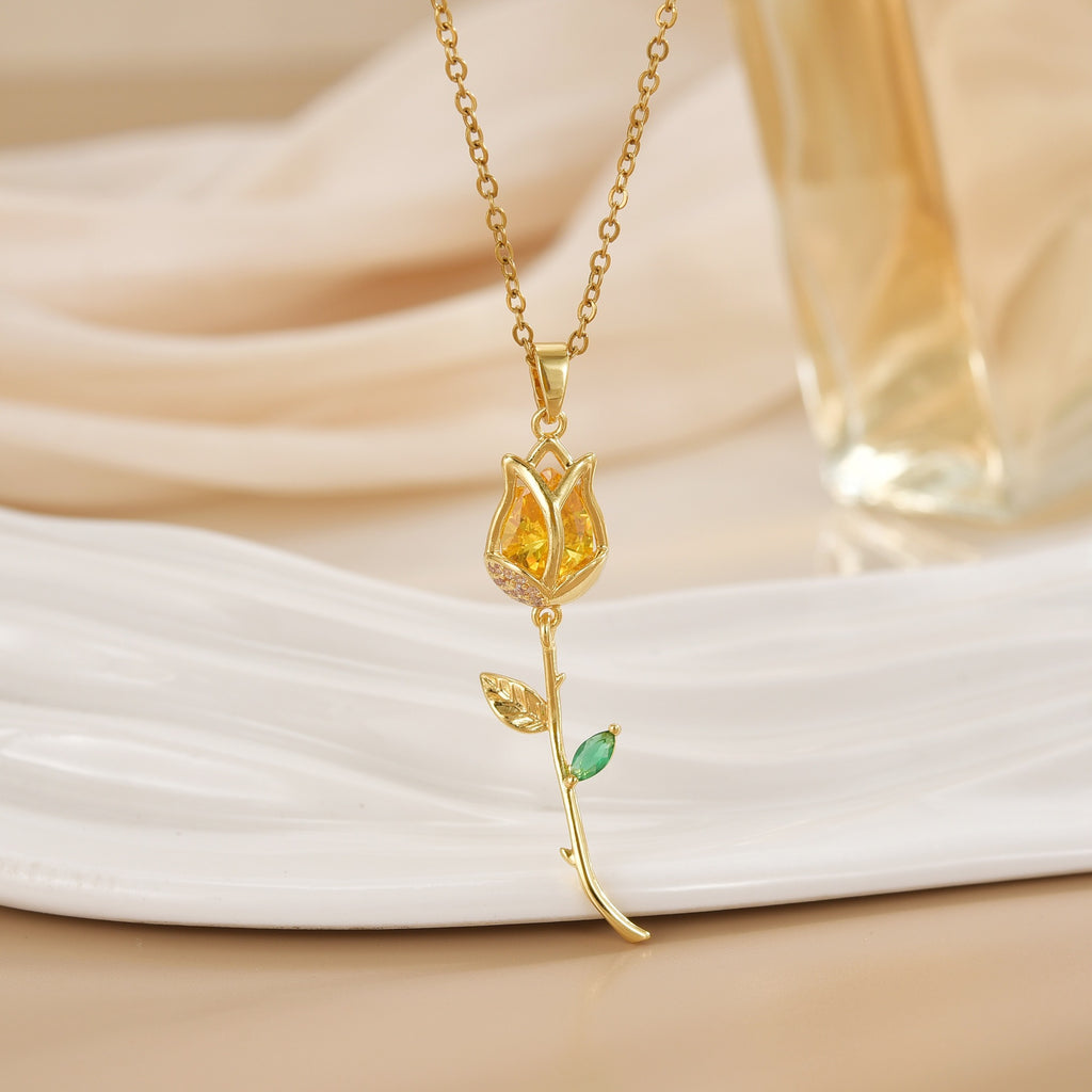 Tulip Flower Design Titanium Steel Necklace