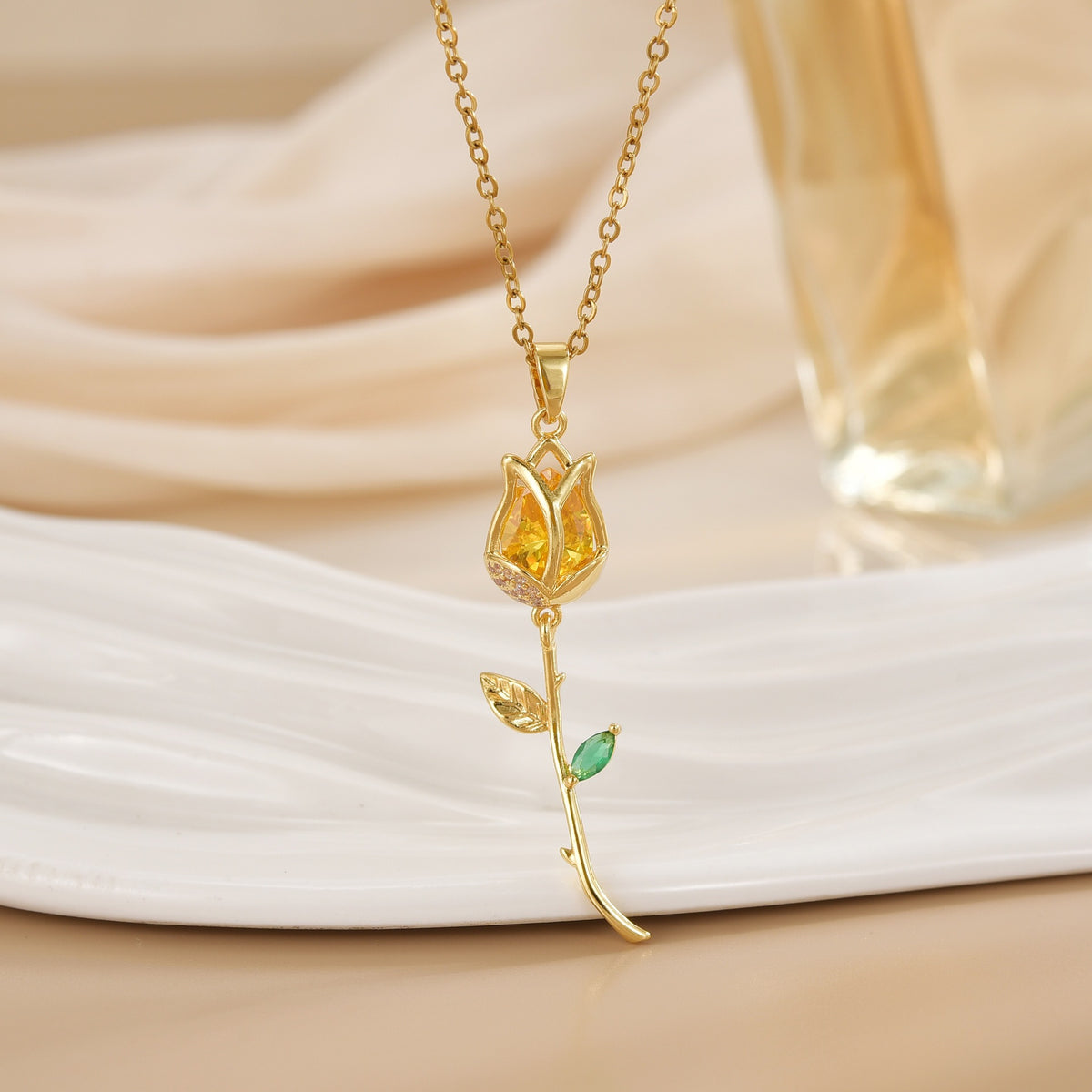 Tulip Flower Design Titanium Steel Necklace