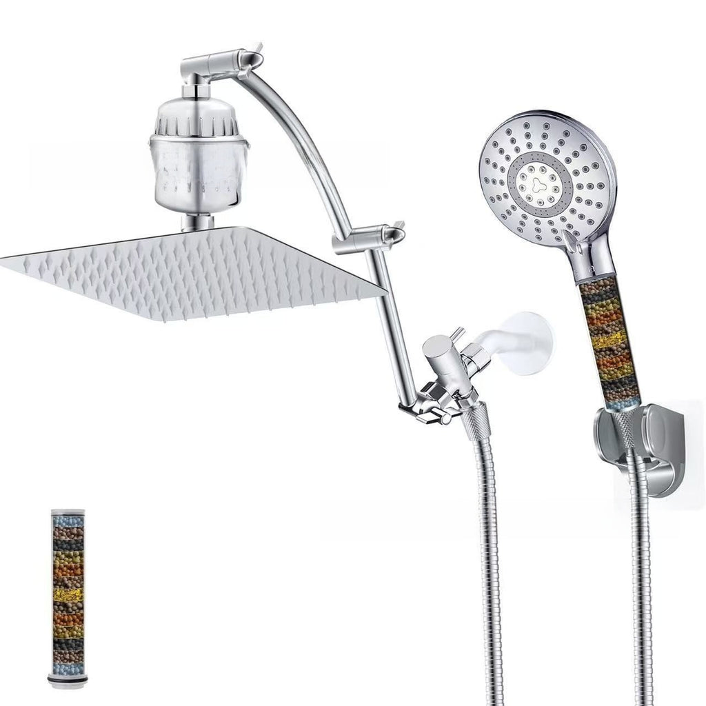 Stainless Steel Shower Set with 8 Functions and Extension Rod