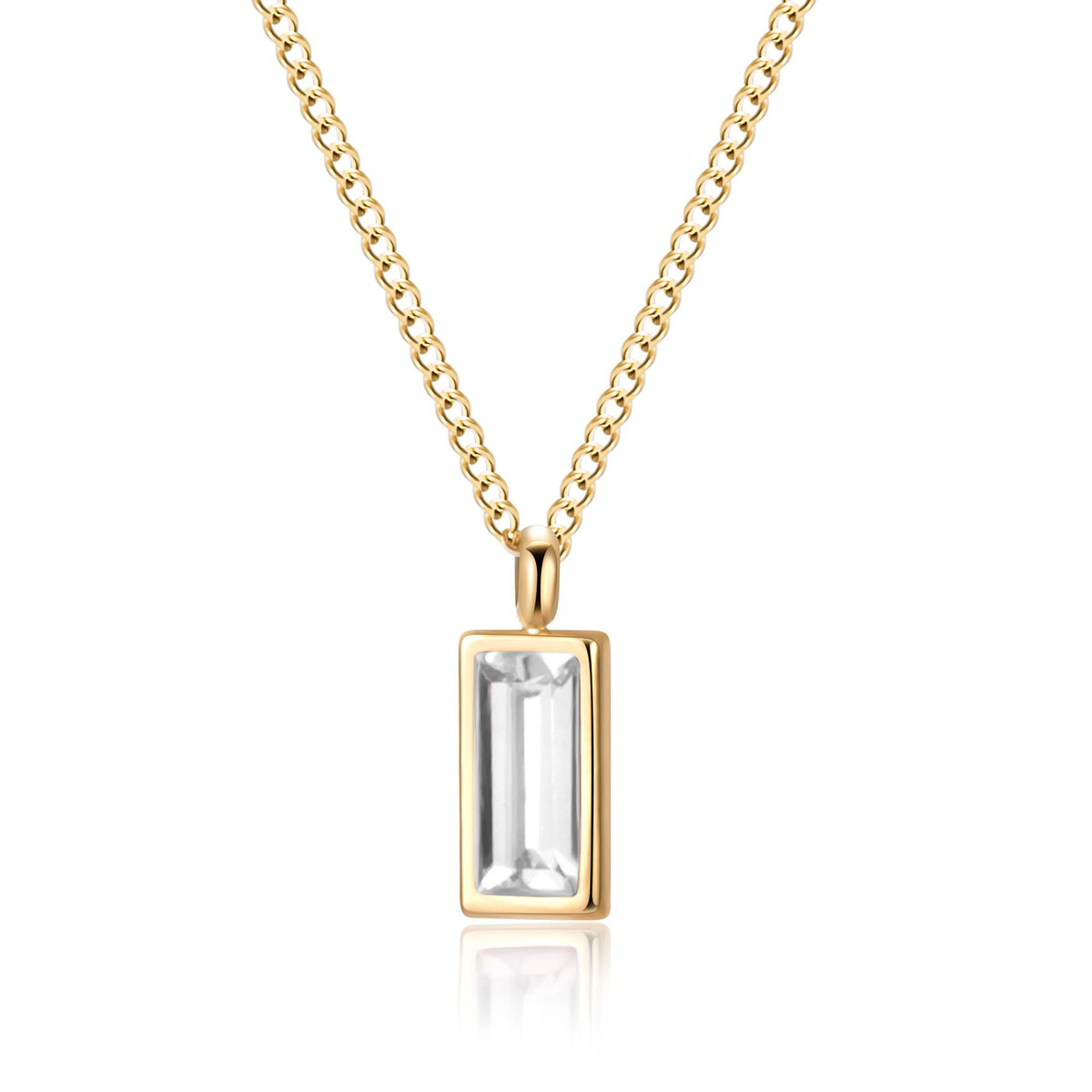 Emerald Square Zircon Necklace