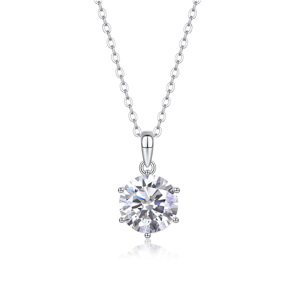Sterling Silver Moissanite Geometric Pendant Necklace