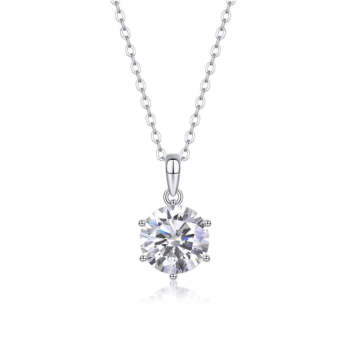 Sterling Silver Moissanite Geometric Pendant Necklace