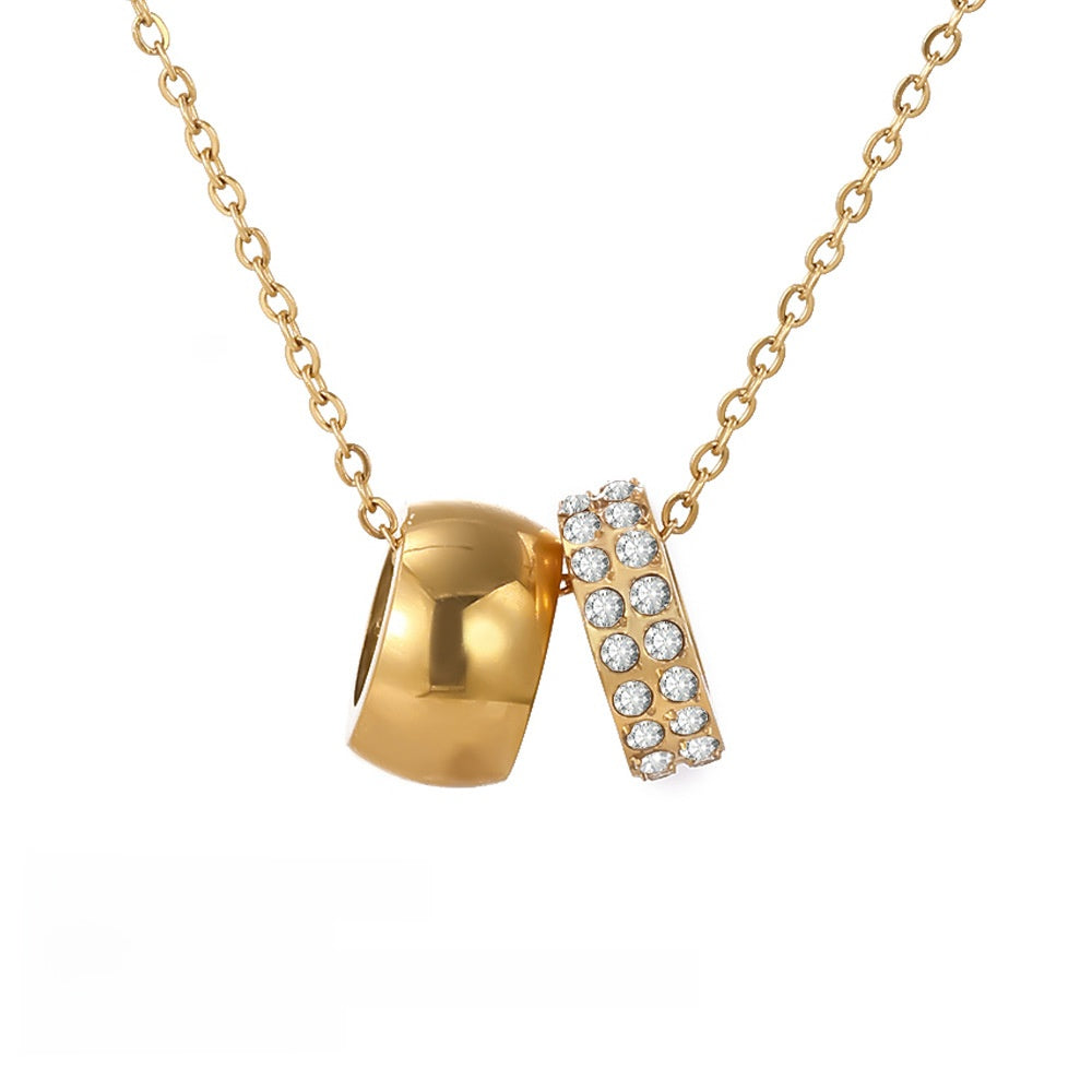 Round hoop double pendant versatile necklace