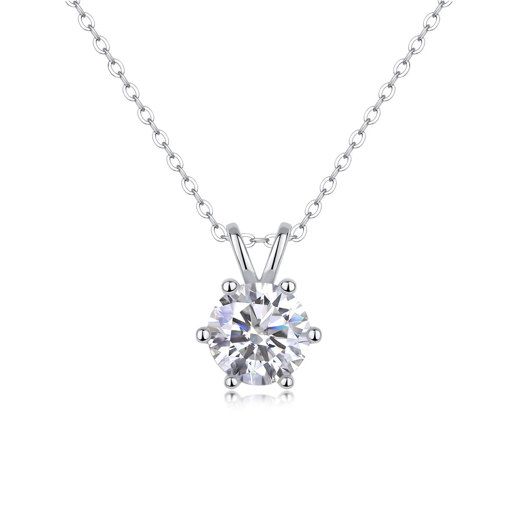 Sterling Silver Moissanite Geometric Pendant Necklace