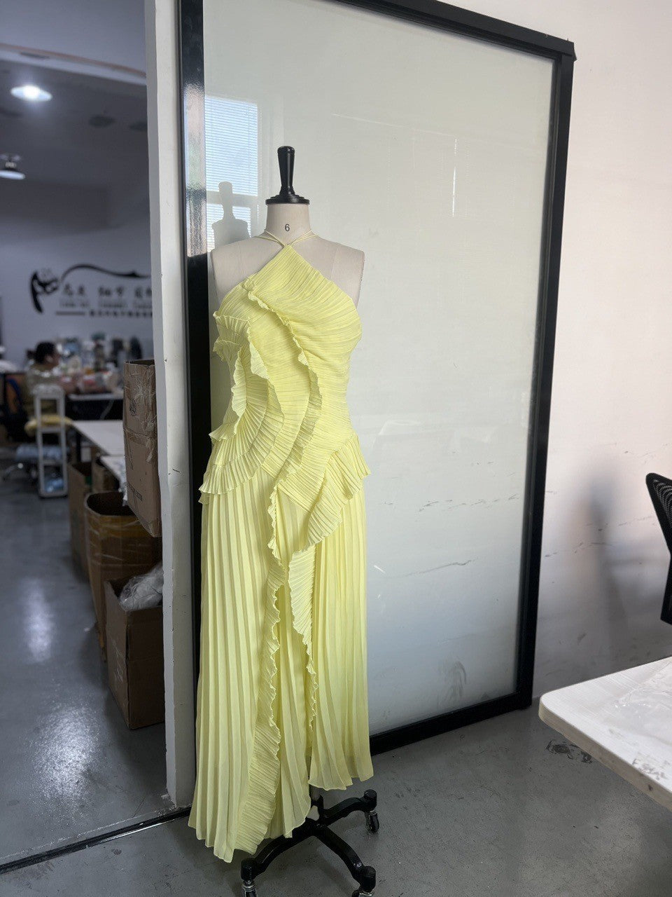 Multi-Layered Ruffle Halter Neck Dress