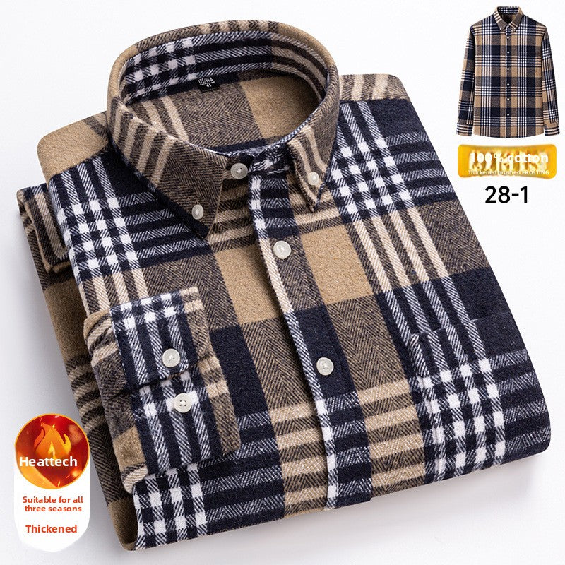 Mens Brushed Plaid Long Sleeve Shirt