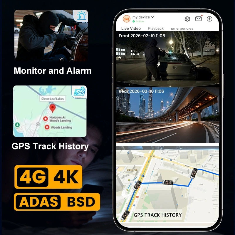 Dual Lens Dash Cam with GPS and ADAS Warnings