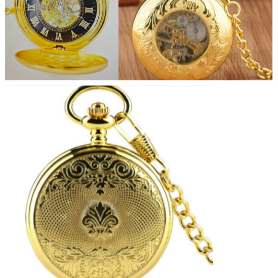 Engraved Mechanical Pocket Watch with Alloy Chain