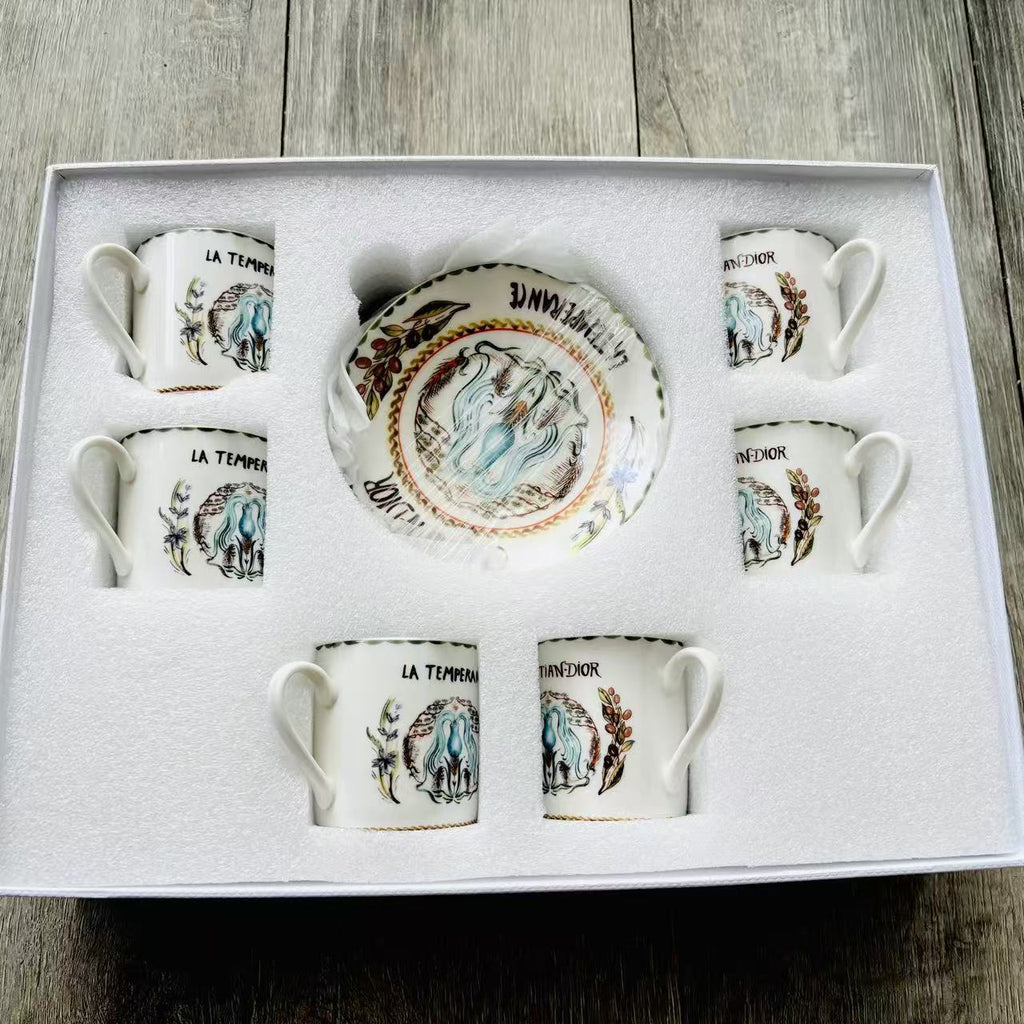 European Retro Ceramic Coffee Cup and Saucer Set