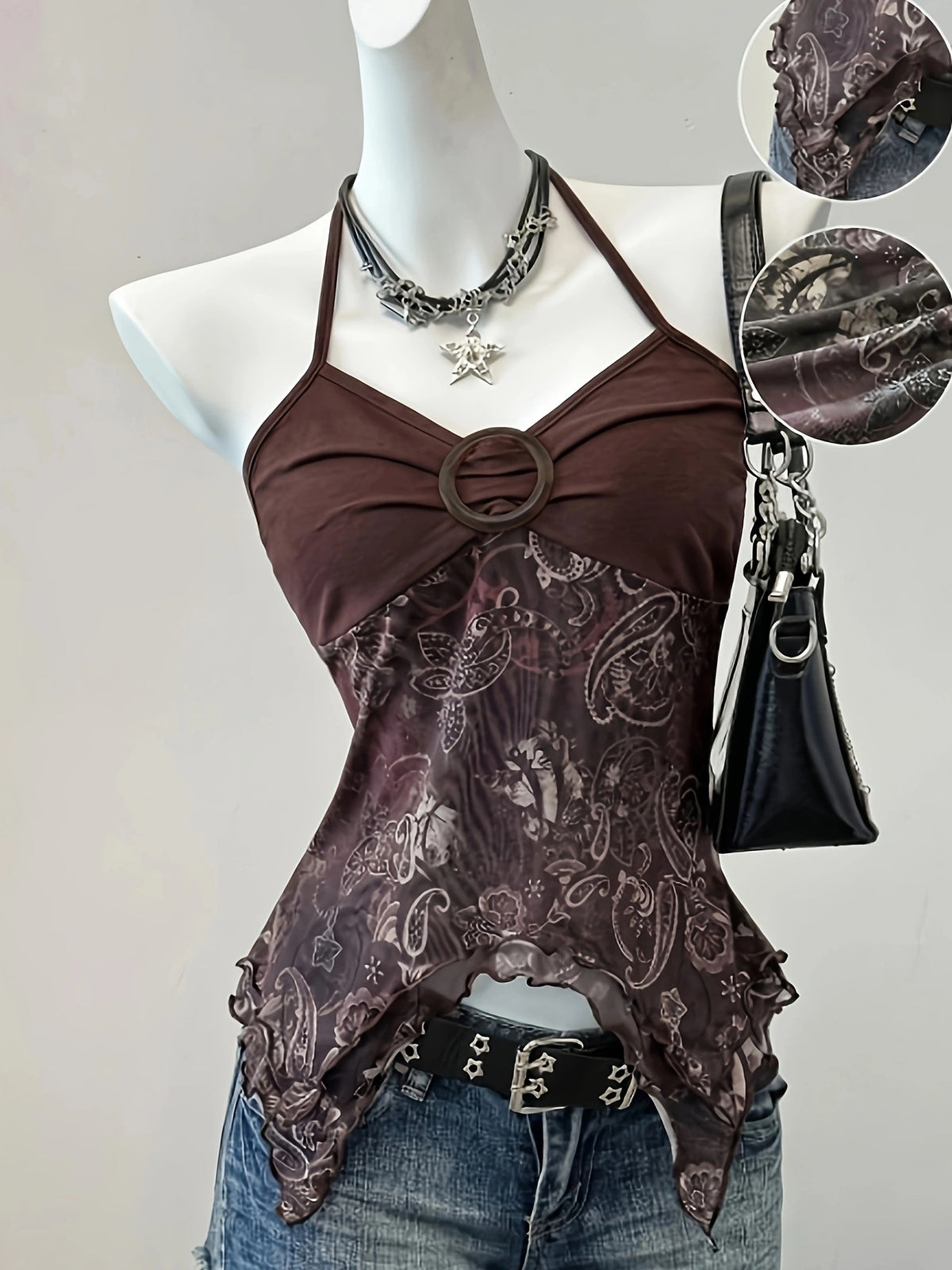 Halter Neck Printed Womens Top