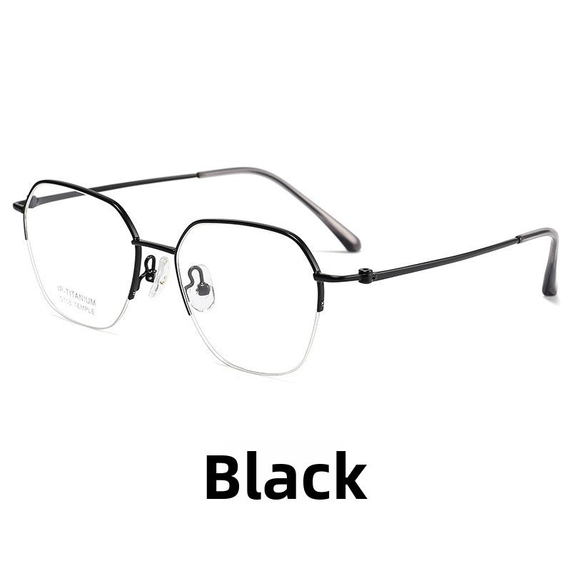 Retro Polygonal Pure Titanium Half-Rim Eyeglass Frame
