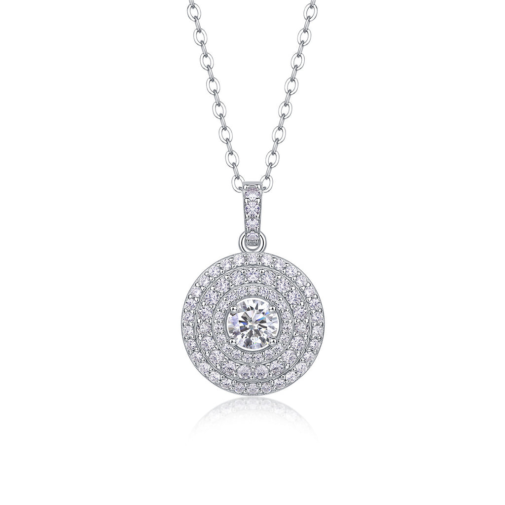 Sterling Silver Moissanite Geometric Pendant Necklace
