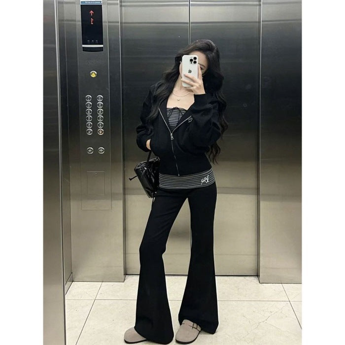 Korean Style Sweatshirt and Flared Pants Set