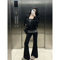 Korean Style Sweatshirt and Flared Pants Set