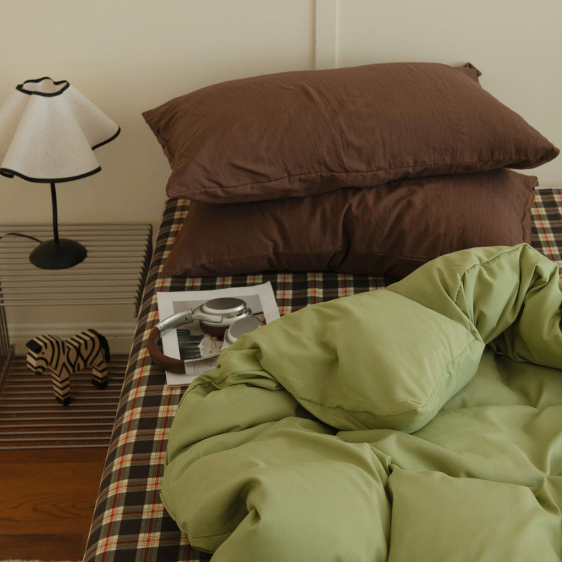Contrast Plaid Bedding Set