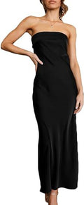 Womens Satin Backless Bodycon Dress