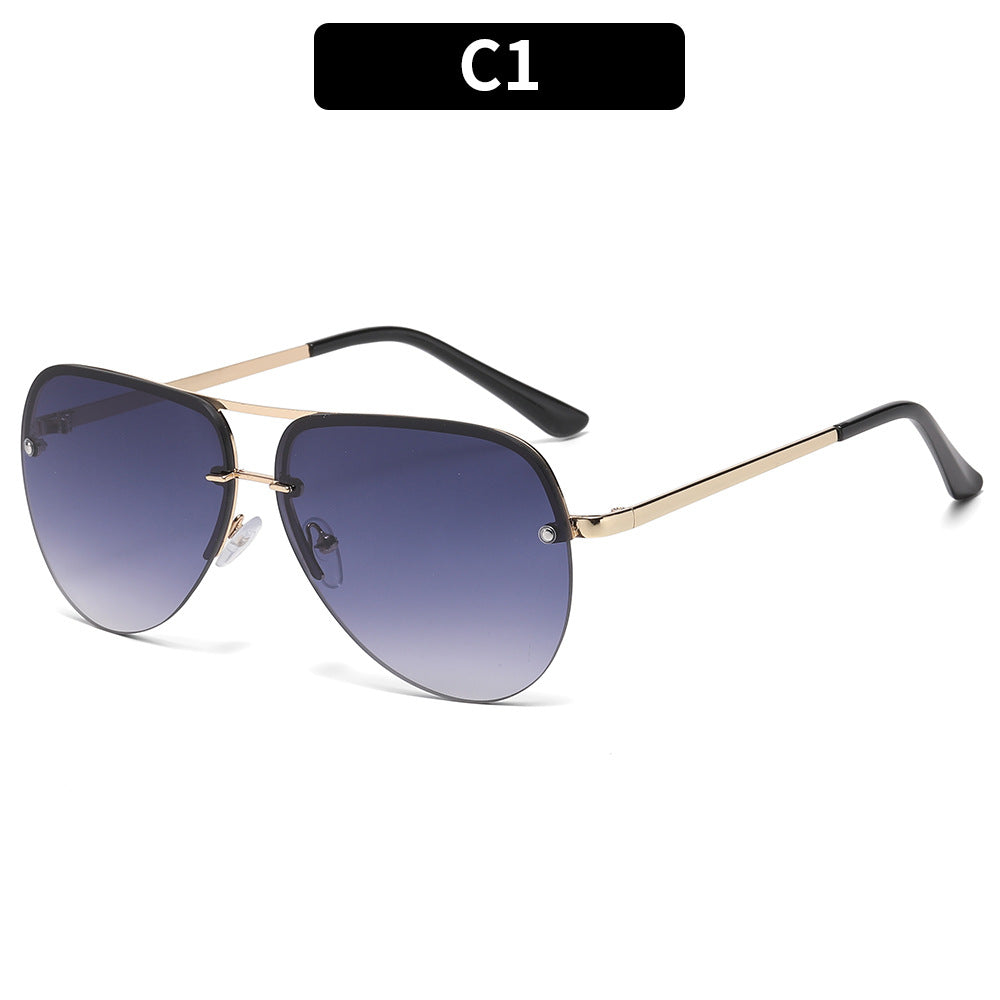 Metal double-barrel pilot sunglasses