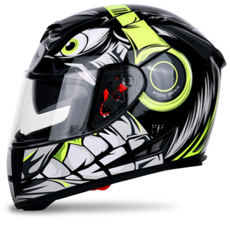 Full face bicycle helmet with dual lens