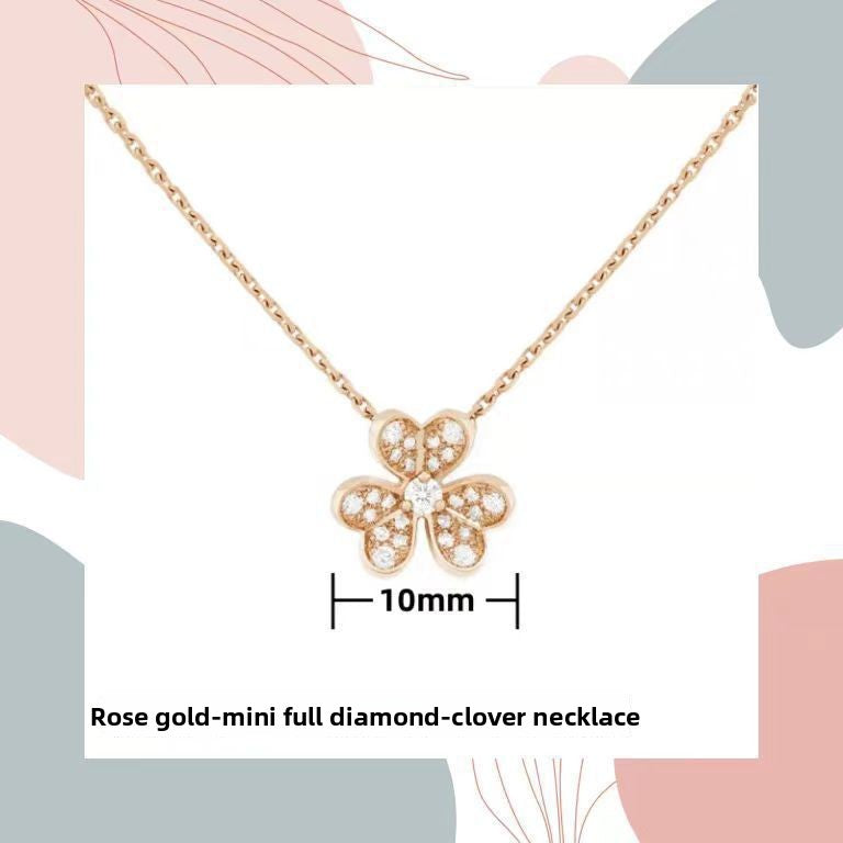 Rose Gold Diamond Clover Necklace