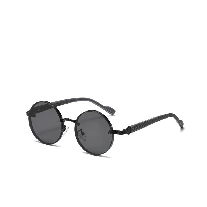 Retro Round Punk-Style Metal Sunglasses