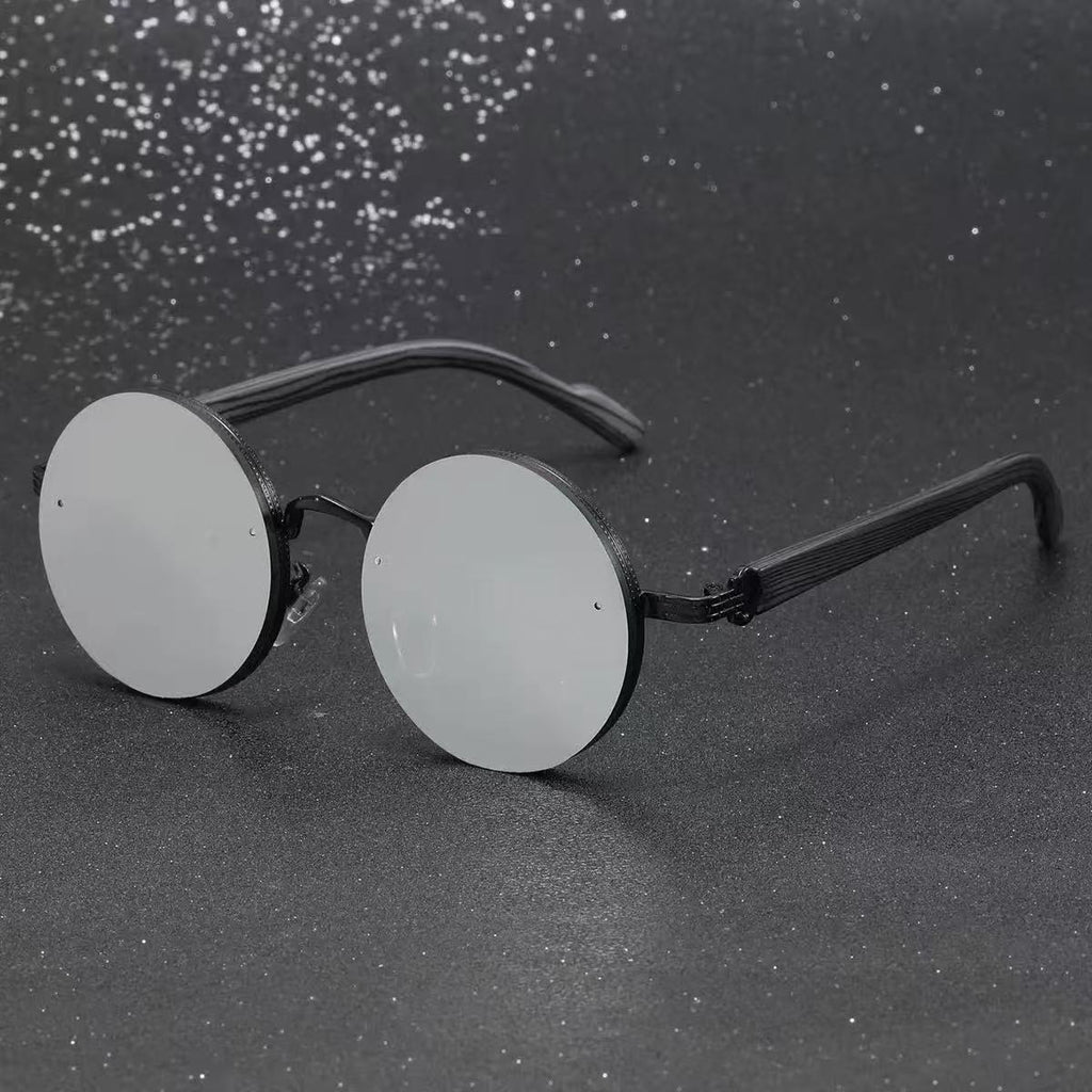 Retro Round Punk-Style Metal Sunglasses