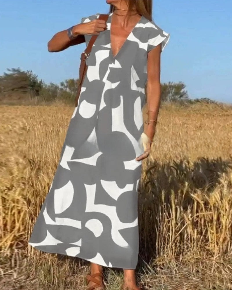 Fashion V-neck long dress for women