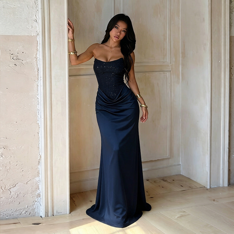Women's Sleeveless V-Neck Off-Shoulder Slim Fit Party Dress