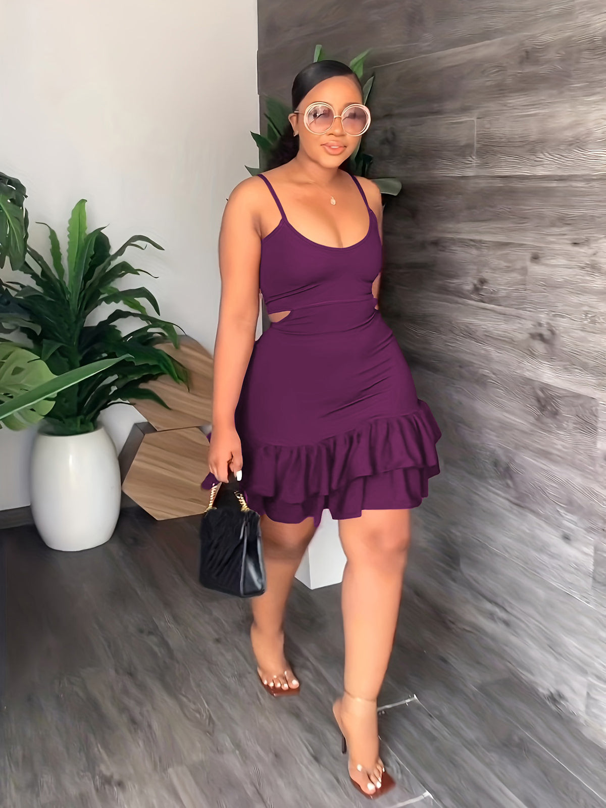 Sling Ruffle Hem Sheath Dress