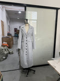 spring new lapel solid color single-breasted slim long coat