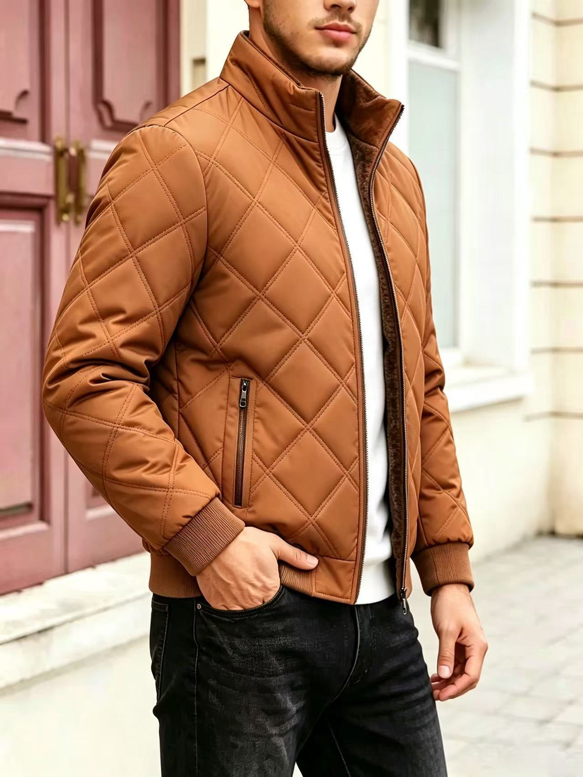 Men's Thickened Stand Collar Padded Jacket Winter Warm Loose Coat