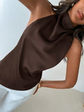 Solid-color fashion top