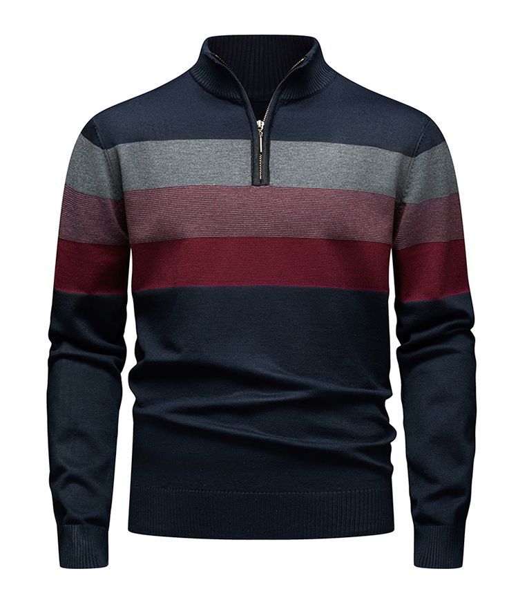 Slim-Fit Collar Zipper Sweater Pullover Sweater