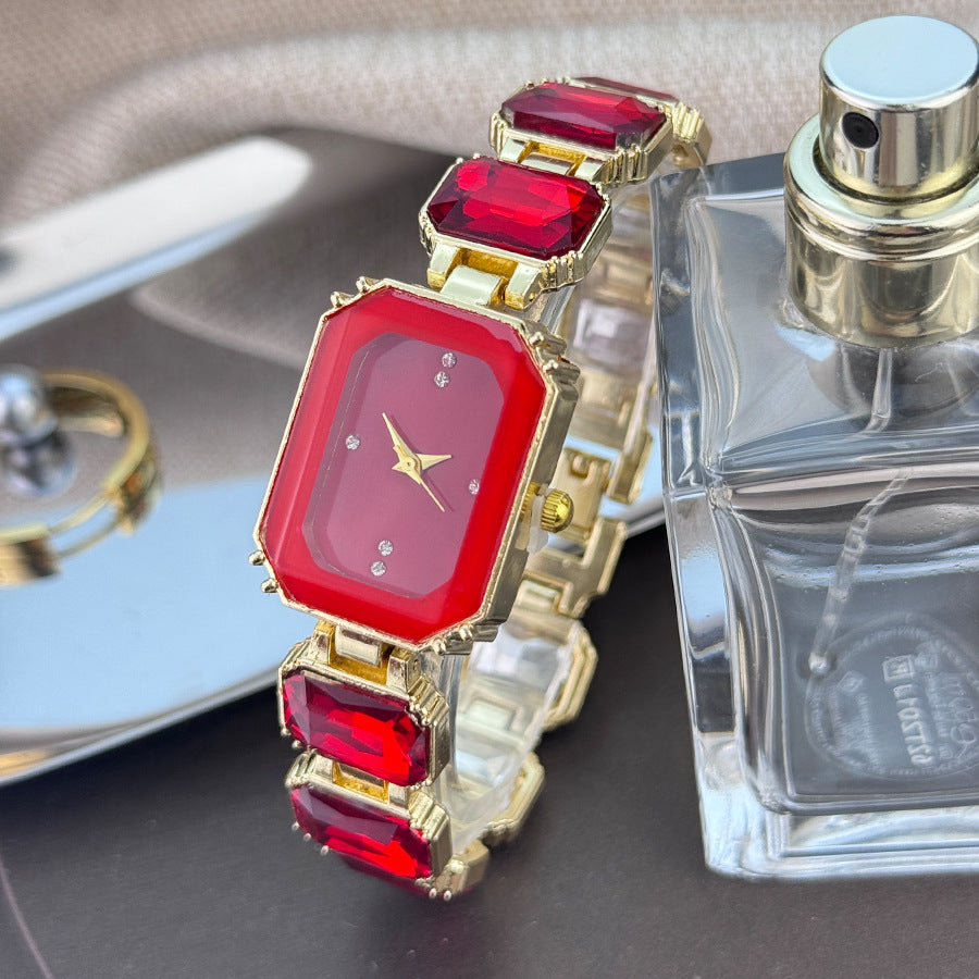 Gemstone Square Ladies Quartz Watch