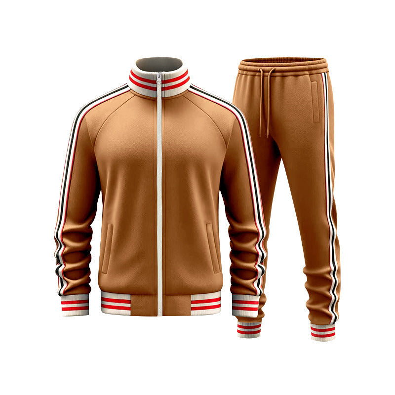 Men's woven striped sports casual two-piece set