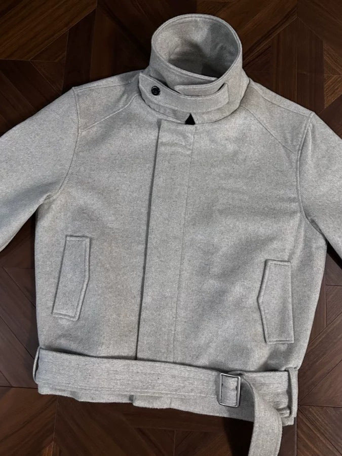 Men's Stand Collar Zip-Up Retro Polyester Jacket
