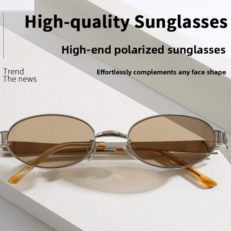 Metal Oval Polarized Sunglasses