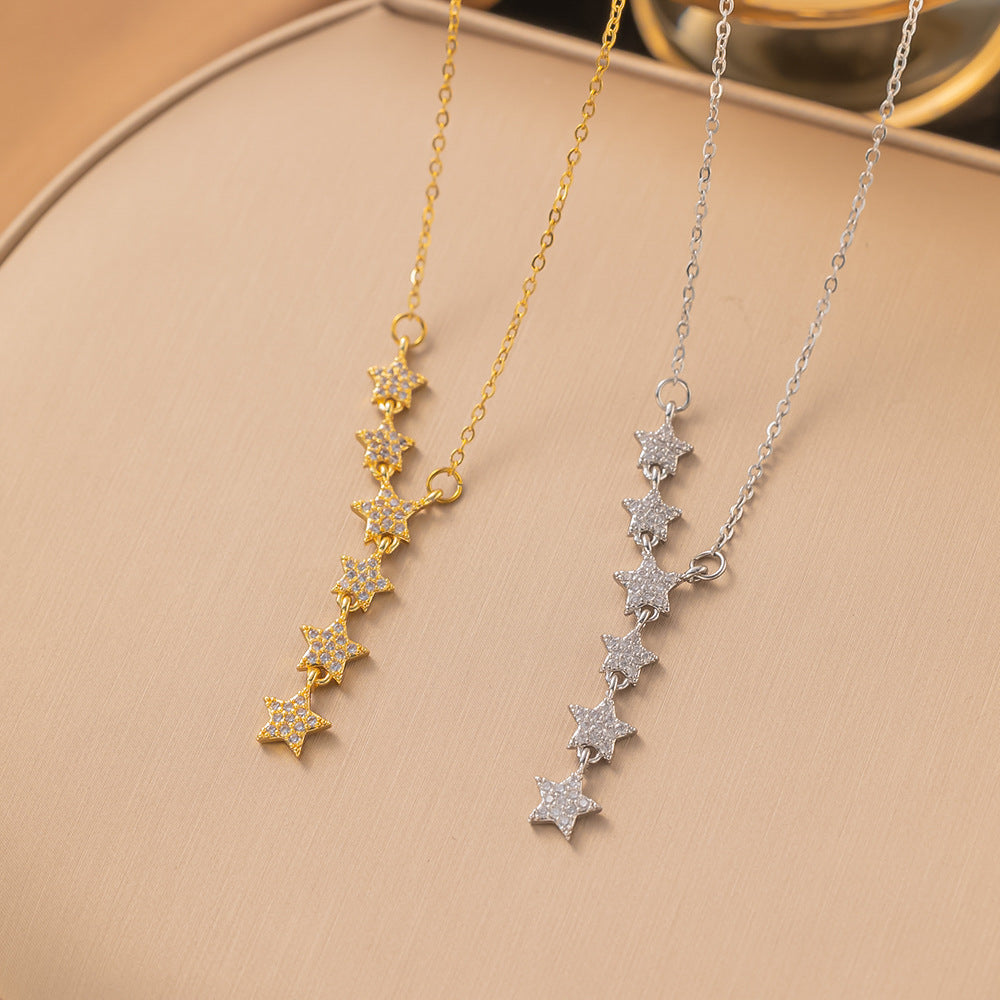 Dazzling Star and Floral Titanium Steel Necklace