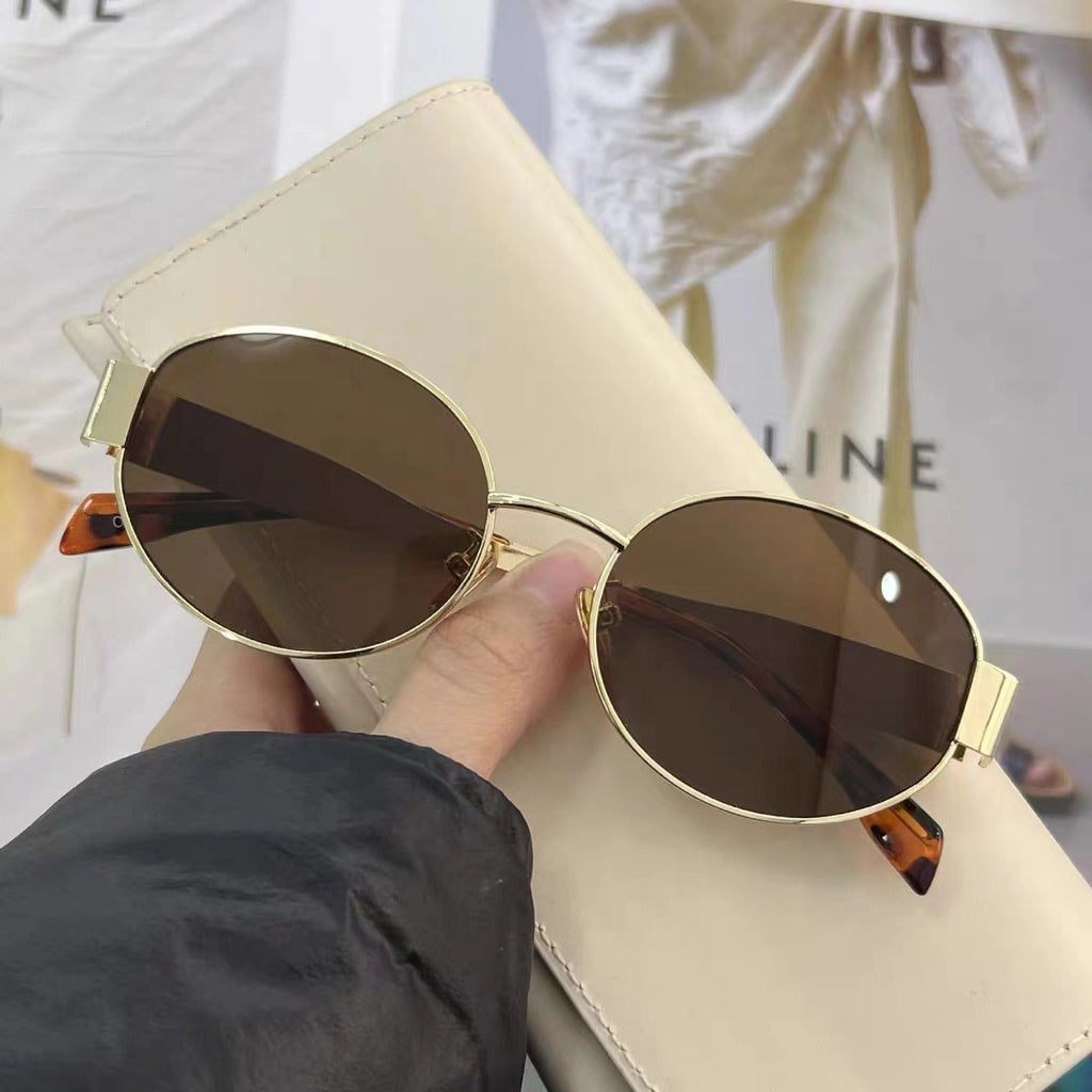 Retro Metal Polarized Sunglasses Oval Frame