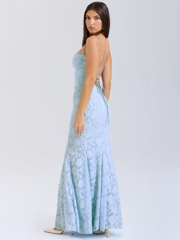 Jacquard Embossed Fishtail Slim Fit Dress