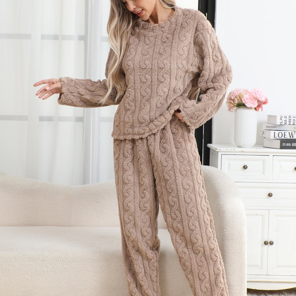 Coral Fleece Womens Pajama Set Home Wear