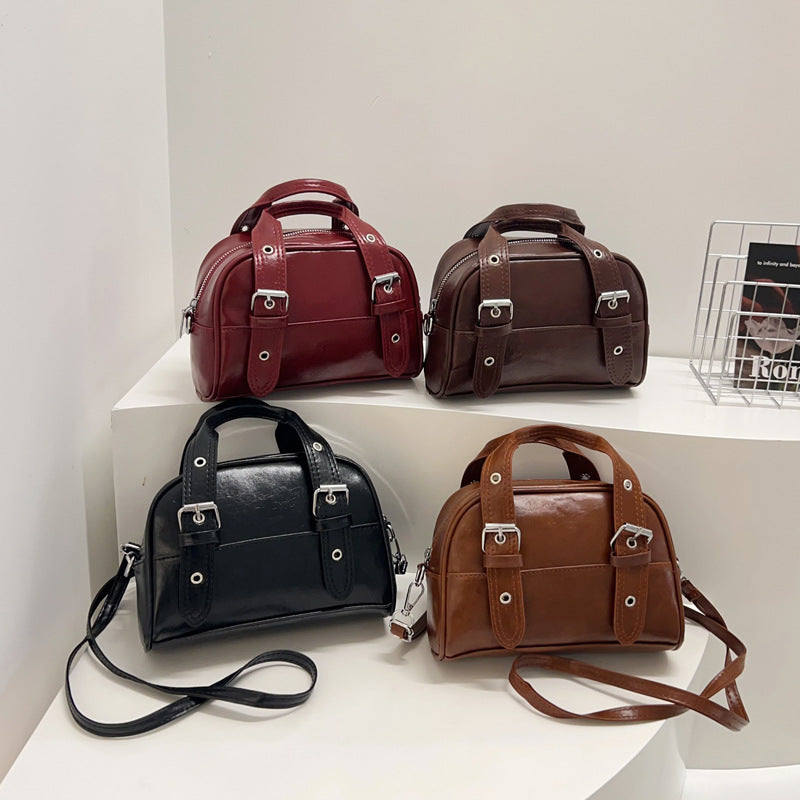 Casual Oil Wax Leather Crossbody Bag
