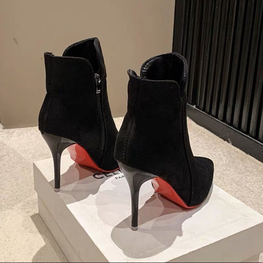 Womens Stiletto Ankle Boots with Red Sole