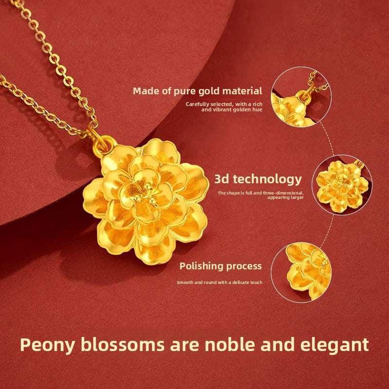 Peony Flower Pendant Necklace