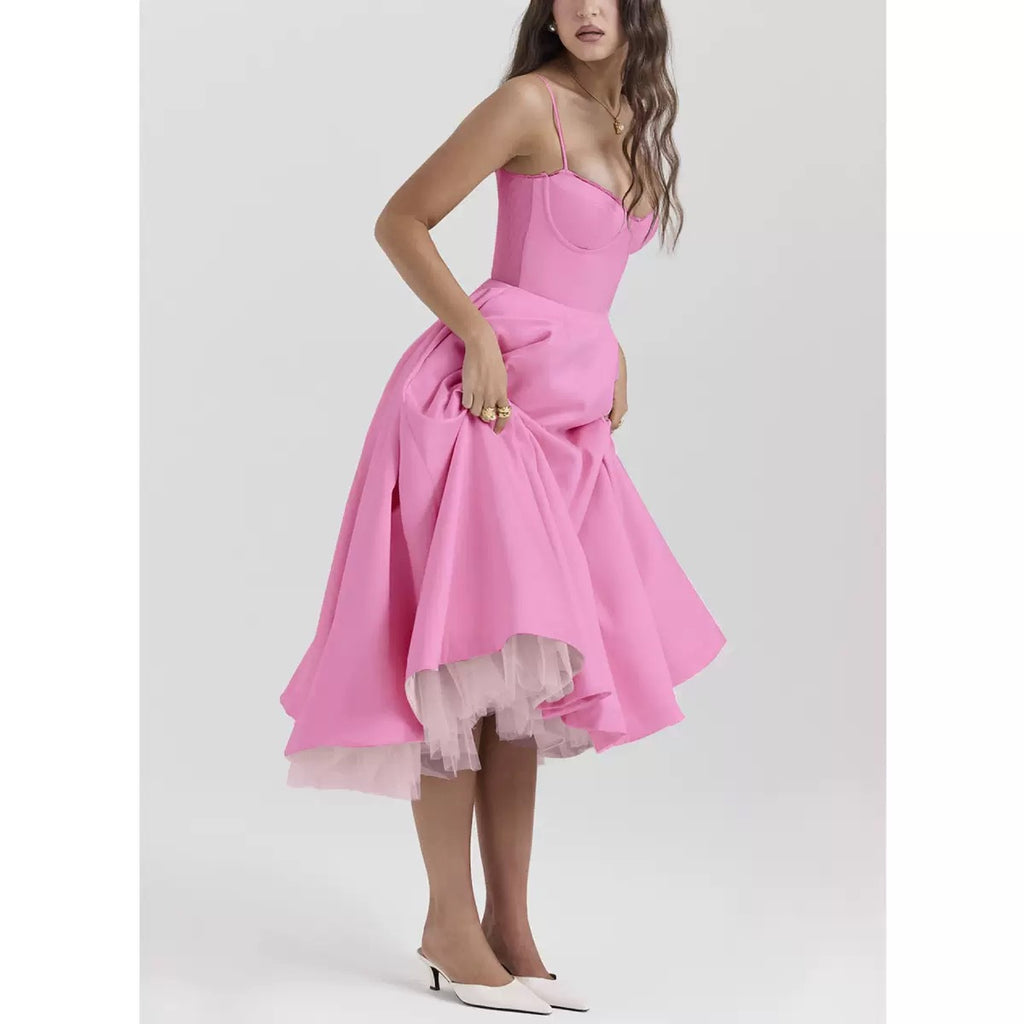Double Layer V Neck Sleeveless Tutu Dress