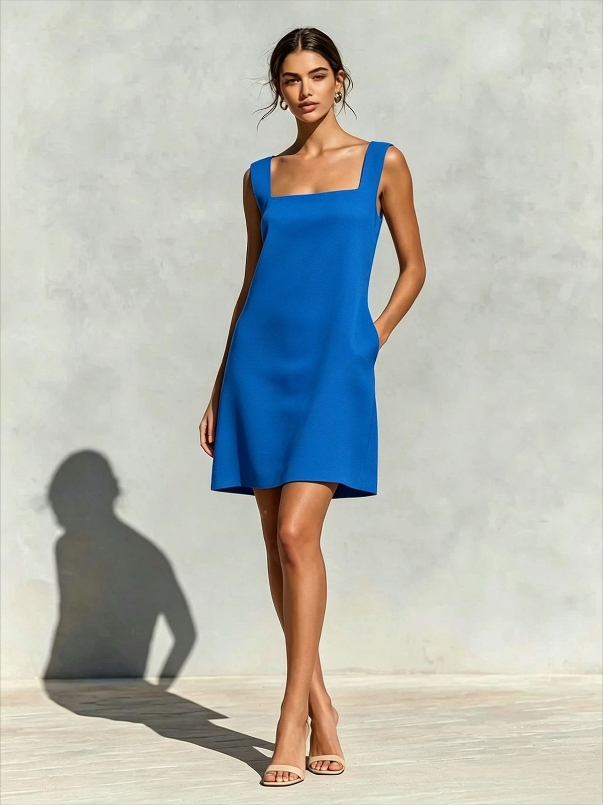 Square-neck sleeveless dress